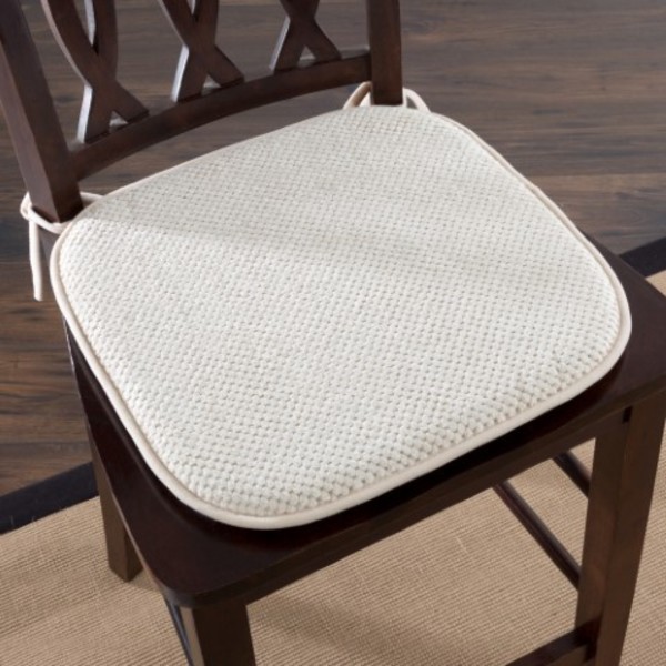 Hastings Home Memory Foam Chair Cushion for Dining, Kitchen, Outdoor Patio and Desk with Nonslip Back (Beige) 740270JIK